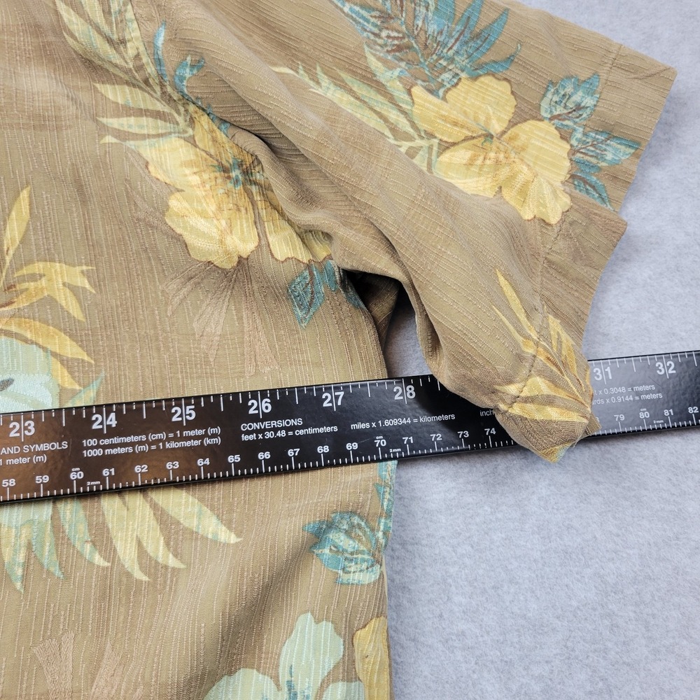 Tommy‎ Bahama Silk Shirt Mens XXL Brown Floral Hawaiian Button Up Beach Casual - Picture 5 of 12